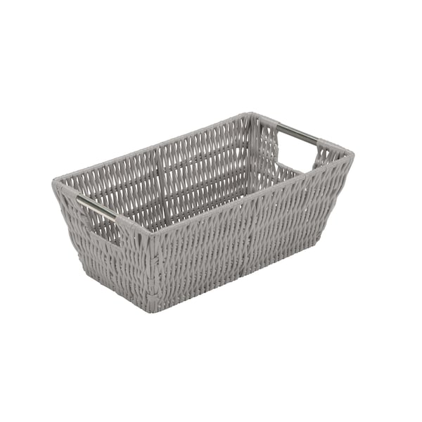 Simplify Small Shelf Storage Rattan Tote Basket in Grey 25454-GREY - main